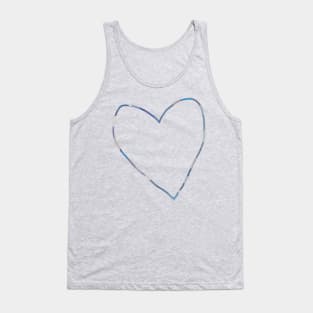 Aqua Blue Heart Minimal Line Tank Top